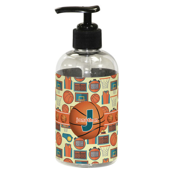 Custom Basketball Plastic Soap / Lotion Dispenser (8 oz - Small - Black) (Personalized)