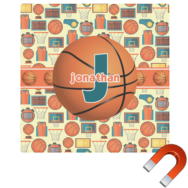 Custom Basketball Square Car Magnet - 6" (Personalized)