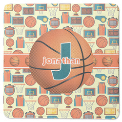 Basketball Square Rubber Backed Coaster (Personalized)