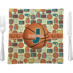 Basketball 9.5" Glass Square Lunch / Dinner Plate- Single or Set of 4 (Personalized)