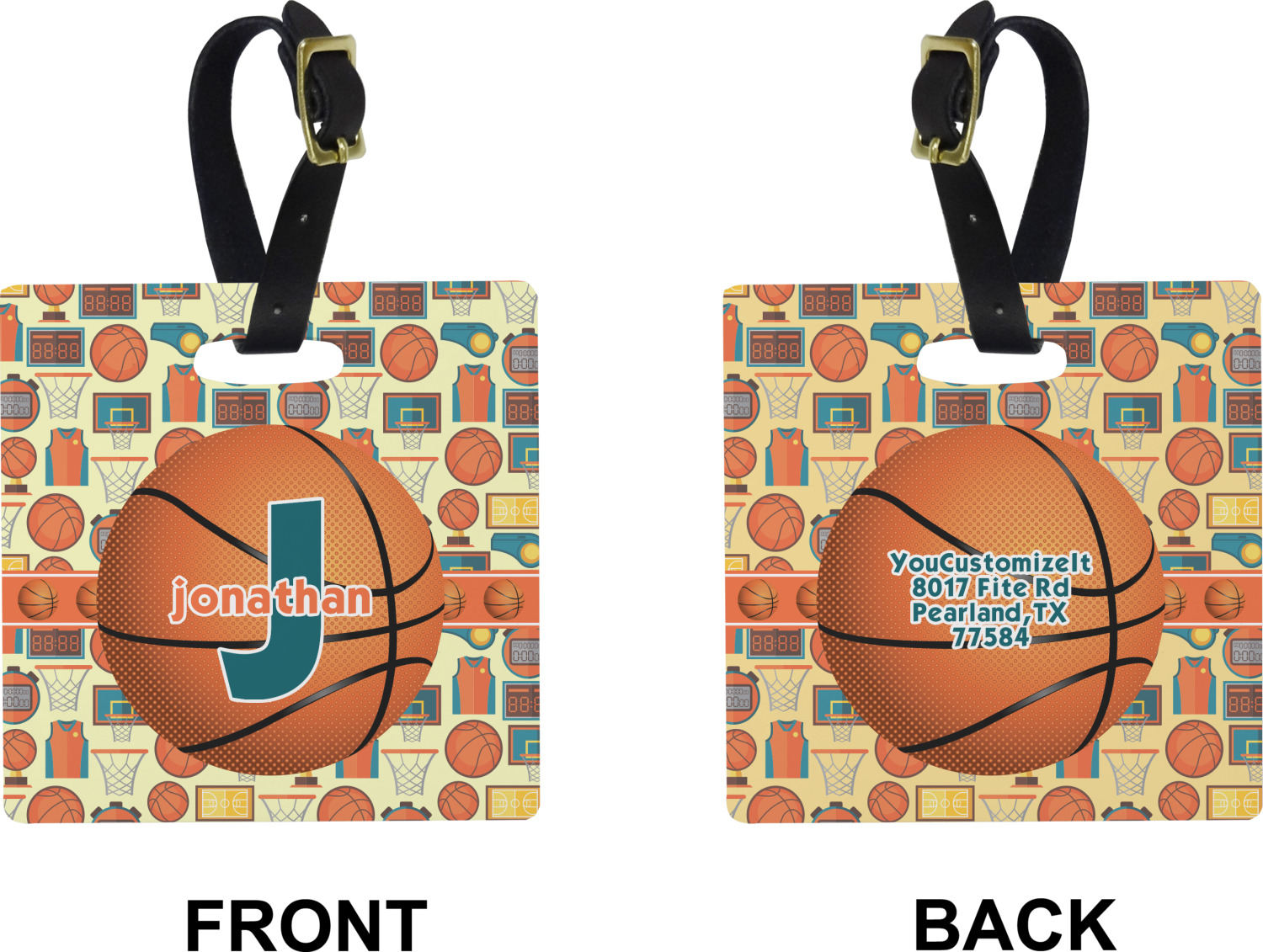 Basketball Plastic Luggage Tag (Personalized) YouCustomizeIt