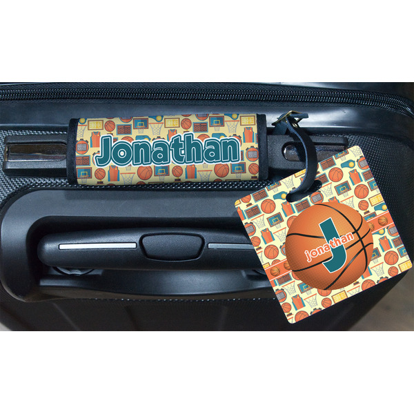 Basketball Square Luggage Tag & Handle Wrap - In Context