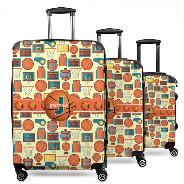 Custom Basketball 3 Piece Luggage Set - 20" Carry On, 24" Medium Checked, 28" Large Checked (Personalized)