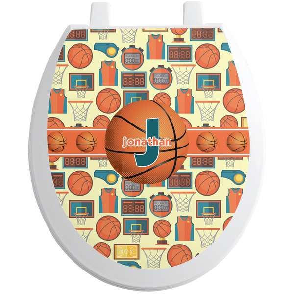 Custom Basketball Toilet Seat Decal - Round (Personalized)