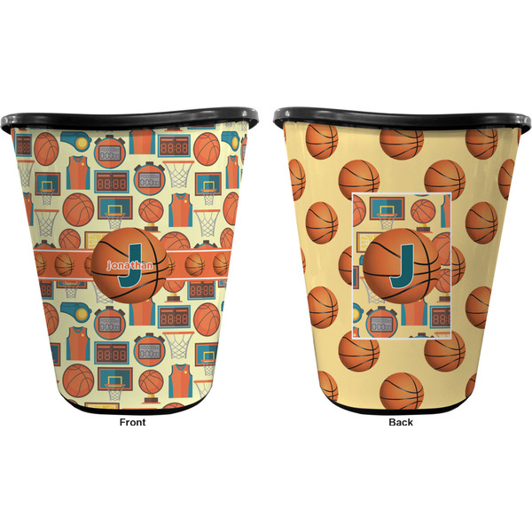 Basketball Trash Can Black - Front and Back - Apvl
