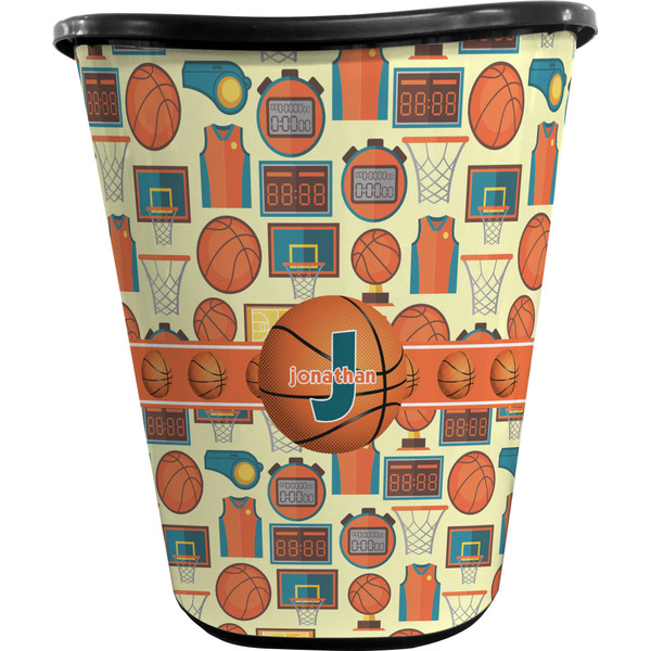 Custom Basketball Waste Basket - Single Sided (Black) (Personalized)