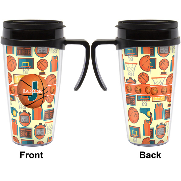 Basketball Travel Mug with Black Handle - Approval