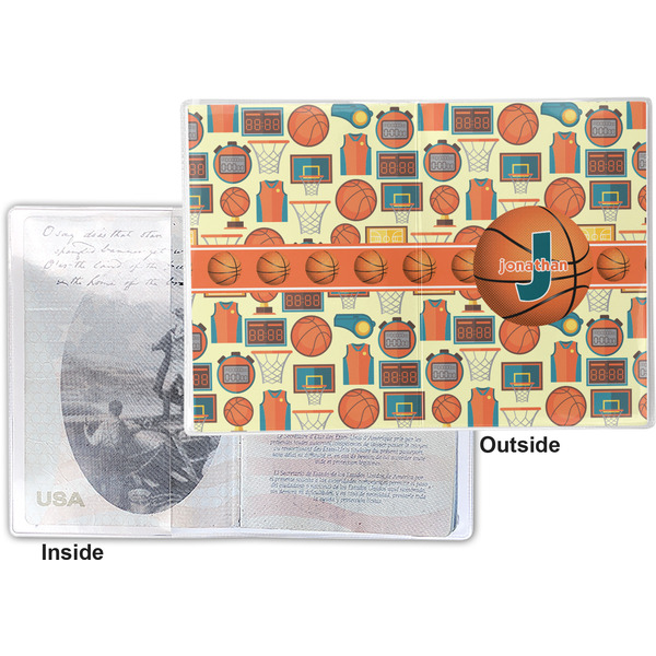 Basketball Vinyl Passport Holder - Flat Front and Back