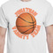 Basketball White Crew T-Shirt on Model - CloseUp