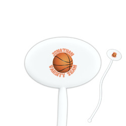 Basketball 7" Oval Plastic Stir Sticks - White - Double Sided (Personalized)