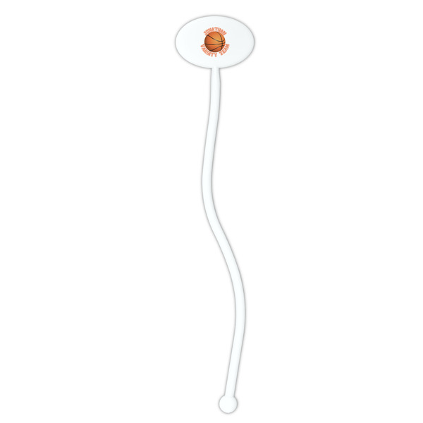 Basketball White Plastic 7" Stir Stick - Oval - Single Stick