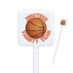 Basketball Square Plastic Stir Sticks - Single Sided (Personalized)