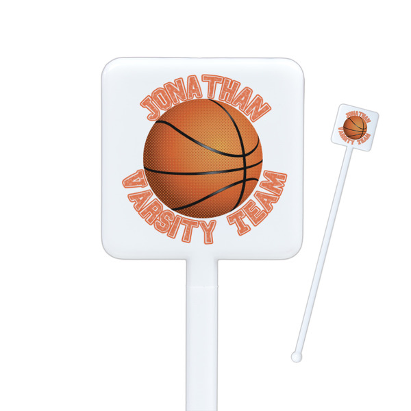 Custom Basketball Square Plastic Stir Sticks - Double Sided (Personalized)