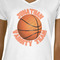 Basketball White V-Neck T-Shirt on Model - CloseUp
