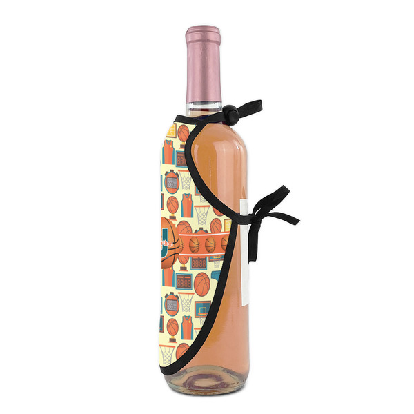 Basketball Wine Bottle Apron - DETAIL WITH CLIP ON NECK