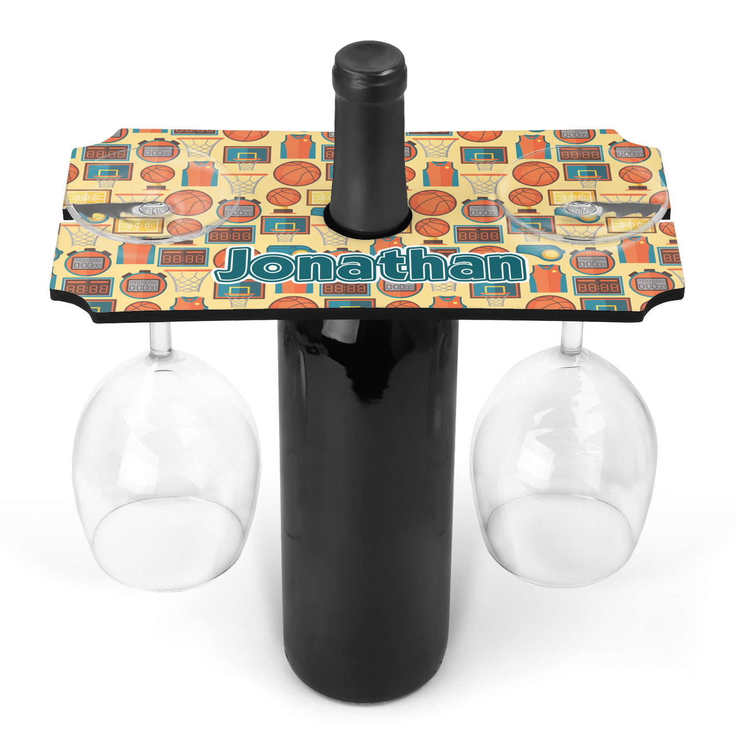 Basketball Wine Bottle & Glass Holder (Personalized) YouCustomizeIt