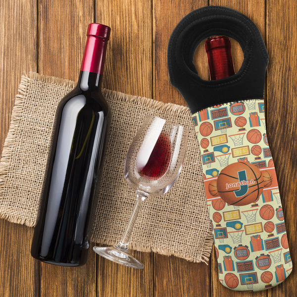 Basketball Wine Tote Bag - FLATLAY