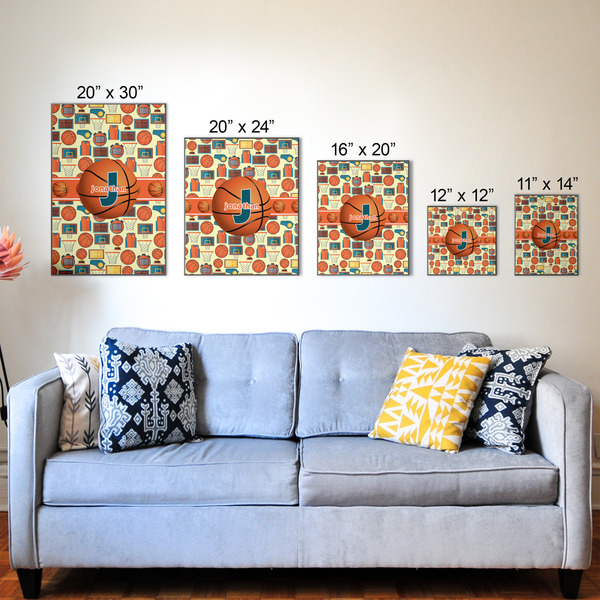 Basketball Wood Prints - Size Comparison