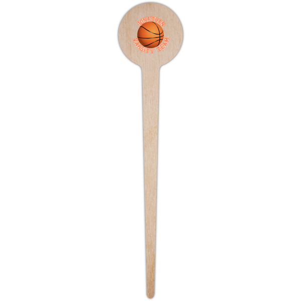 Basketball Wooden 4" Food Pick - Round - Single Pick