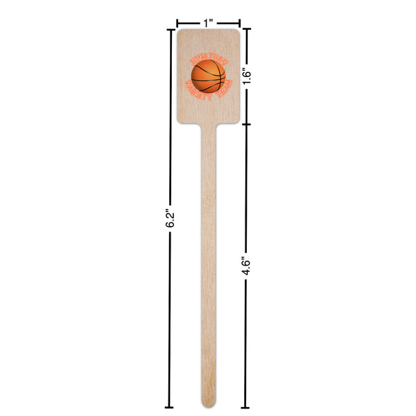Basketball Wooden 6.25" Stir Stick - Rectangular - Dimensions