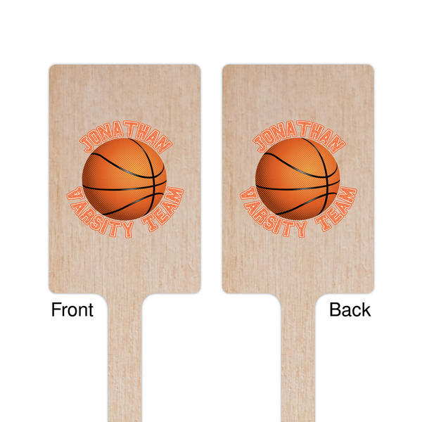 Basketball Wooden 6.25" Stir Stick - Rectangular - Double Sided - Front & Back