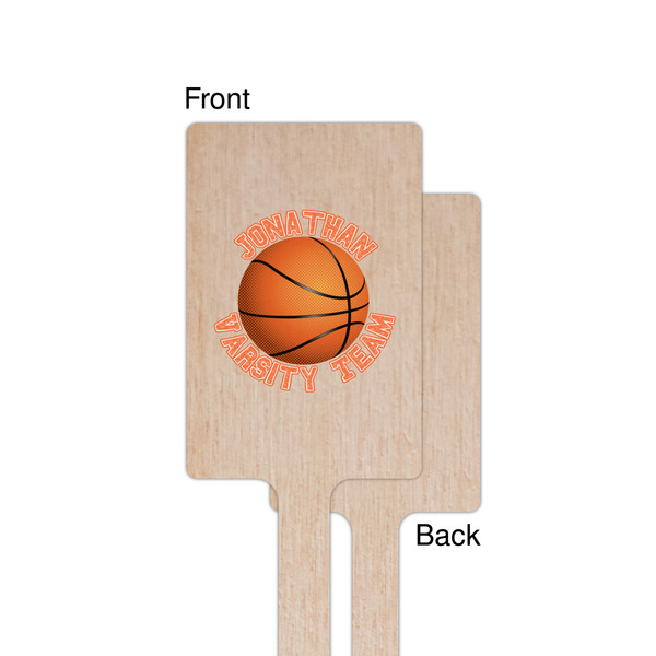 Basketball Wooden 6.25" Stir Stick - Rectangular - Single - Front & Back