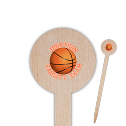 Basketball 6" Round Wooden Food Picks - Single Sided (Personalized)