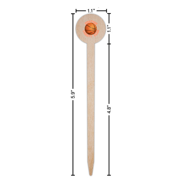 Basketball Wooden 6" Food Pick - Round - Dimensions