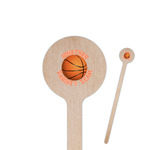 Basketball 6" Round Wooden Stir Sticks - Single Sided (Personalized)