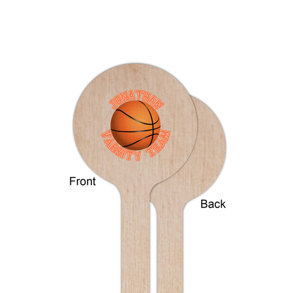 Basketball Wooden 6" Stir Stick - Round - Single Sided - Front & Back