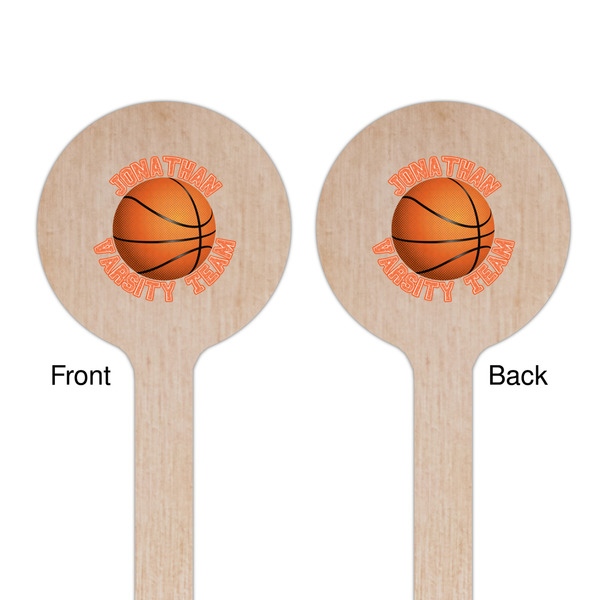 Basketball Wooden 7.5" Stir Stick - Round - Double Sided - Front & Back