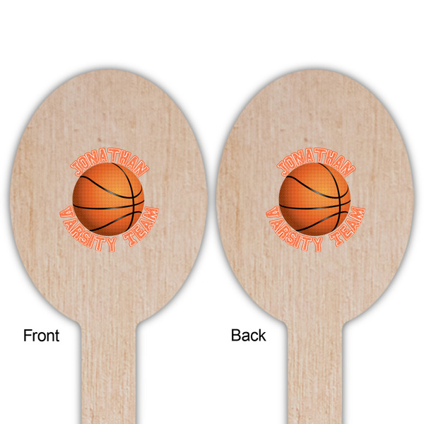 Basketball Wooden Food Pick - Oval - Double Sided - Front & Back