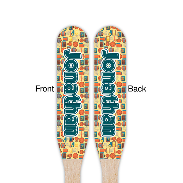 Basketball Wooden Food Pick - Paddle - Double Sided - Front & Back