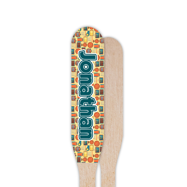 Basketball Wooden Food Pick - Paddle - Single Sided - Front & Back