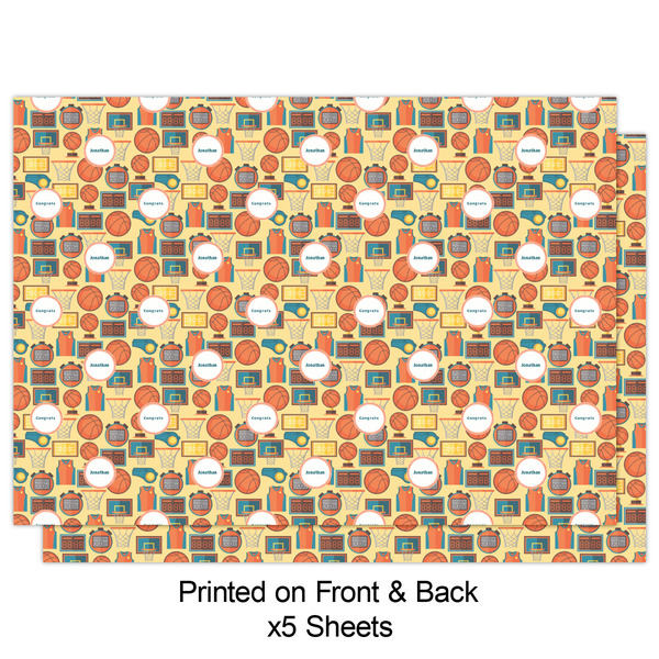 Basketball Wrapping Paper Sheet - Double Sided - Front