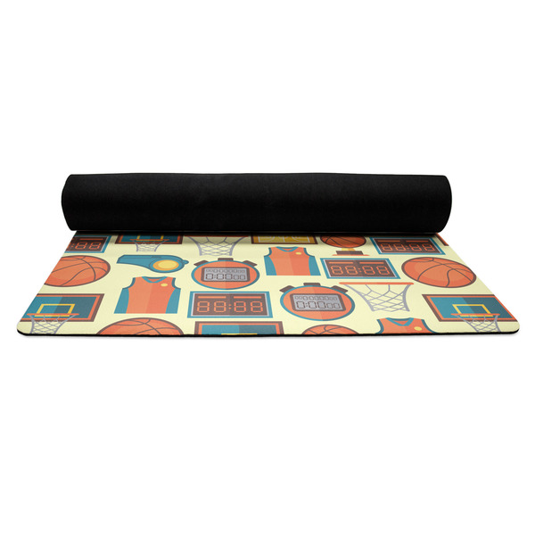 Basketball Yoga Mat Rolled up Black Rubber Backing