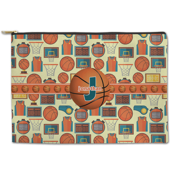 Custom Basketball Zipper Pouch - Large - 12.5"x8.5" (Personalized)