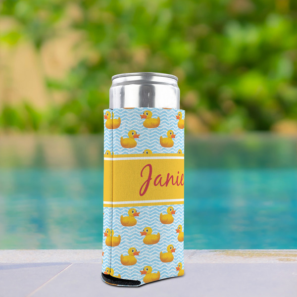 Rubber Duckie Can Cooler - Tall 12oz - In Context