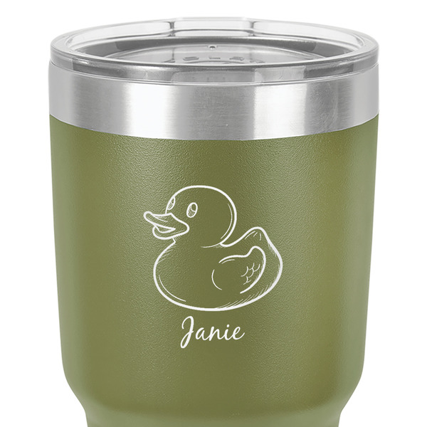 Rubber Duckie 30 oz Stainless Steel Ringneck Tumbler - Olive - Close Up