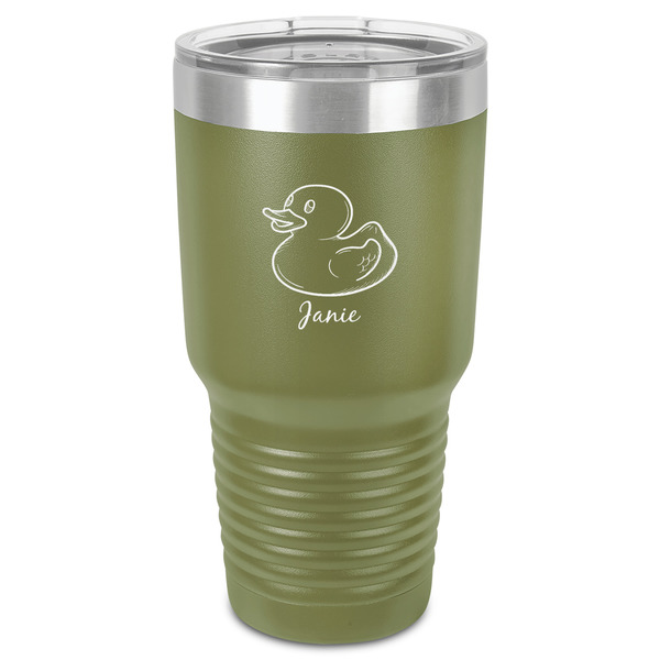 Custom Rubber Duckie 30 oz Stainless Steel Tumbler - Olive - Single-Sided (Personalized)