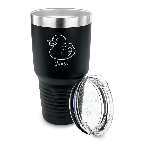 Rubber Duckie 30 oz Stainless Steel Ringneck Tumblers - Black - LID OFF