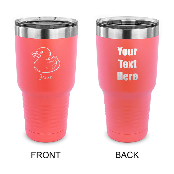 Custom Rubber Duckie 30 oz Stainless Steel Tumbler - Coral - Double Sided (Personalized)
