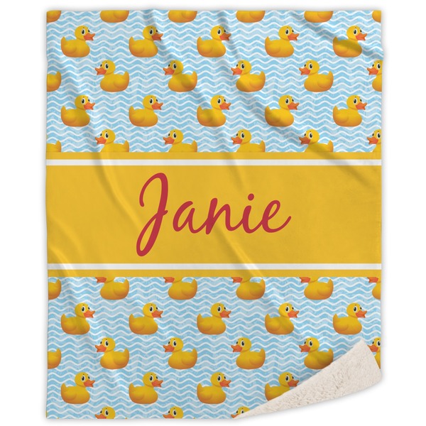 Custom Rubber Duckie Sherpa Throw Blanket (Personalized)