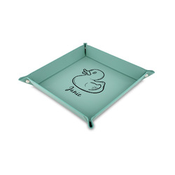 Rubber Duckie 6" x 6" Teal Faux Leather Valet Tray (Personalized)