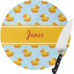 Rubber Duckie Round Glass Cutting Board - Small (Personalized)