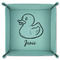 Rubber Duckie 9" x 9" Teal Leatherette Snap Up Tray - FOLDED