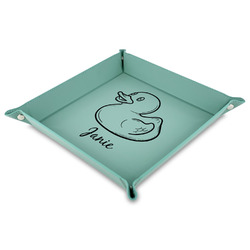 Rubber Duckie 9" x 9" Teal Faux Leather Valet Tray (Personalized)