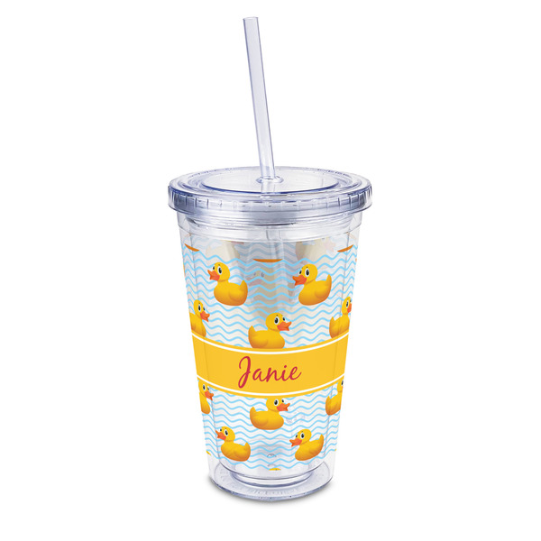Custom Rubber Duckie 16oz Double Wall Acrylic Tumbler with Lid & Straw - Full Print (Personalized)