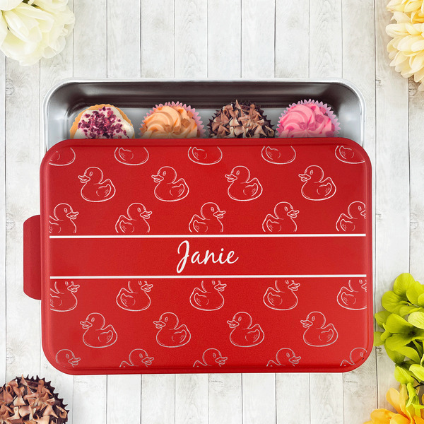 Rubber Duckie Aluminum Baking Pan - Red Lid - LIFESTYLE