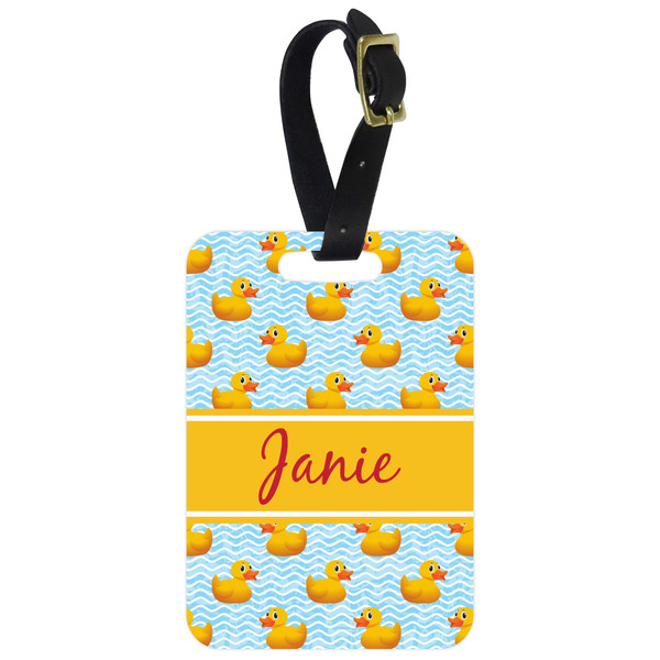 Custom Rubber Duckie Metal Luggage Tag w/ Name or Text